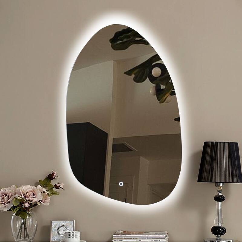Asymmetrical Accent and Vanity Wall Mirror with Lights - 31" H x 22.8" x 1.18" D