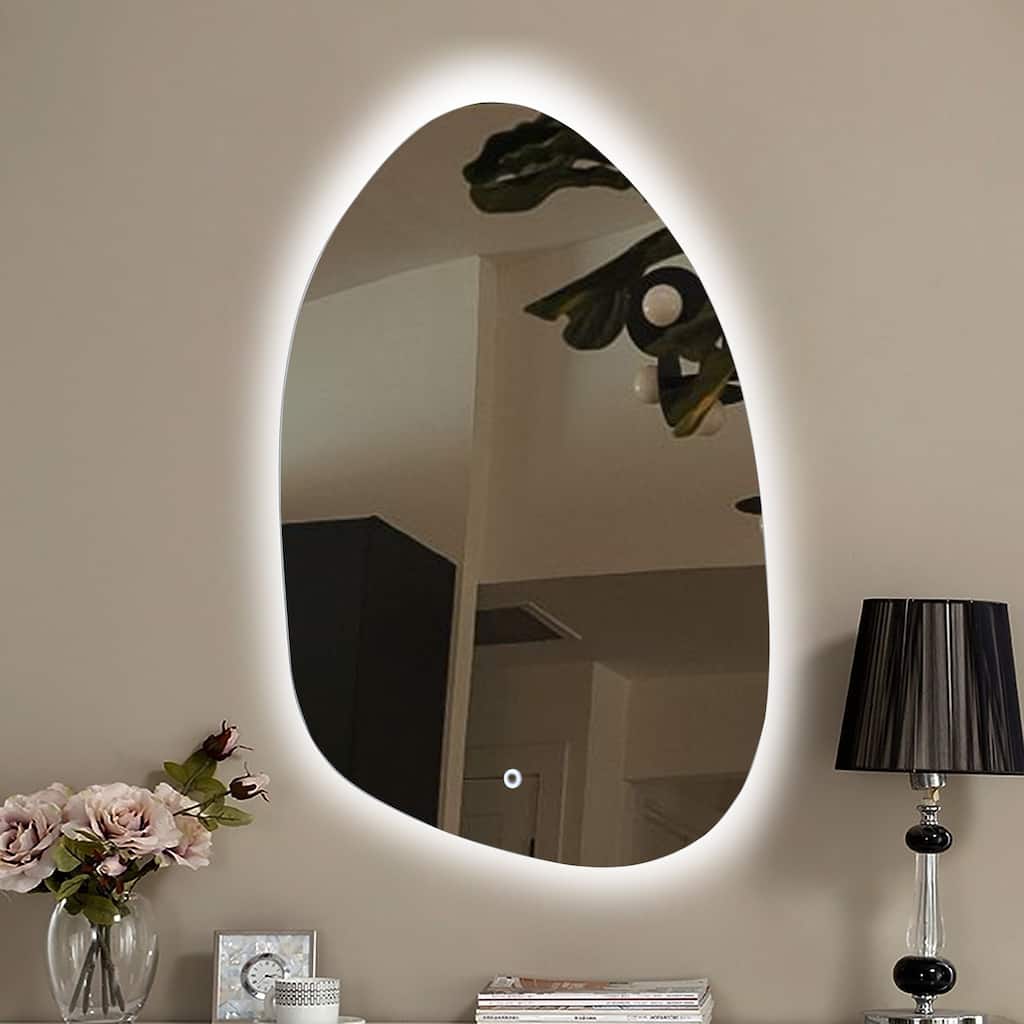 Asymmetrical Accent and Vanity Wall Mirror with Lights - 31" H x 22.8" x 1.18" D