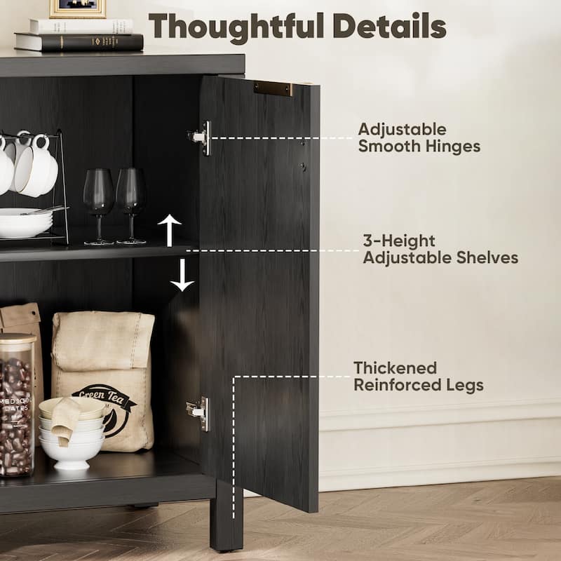 Pocassy Storage Cabinet Fluted Sideboard Buffet Cabinet with Storage