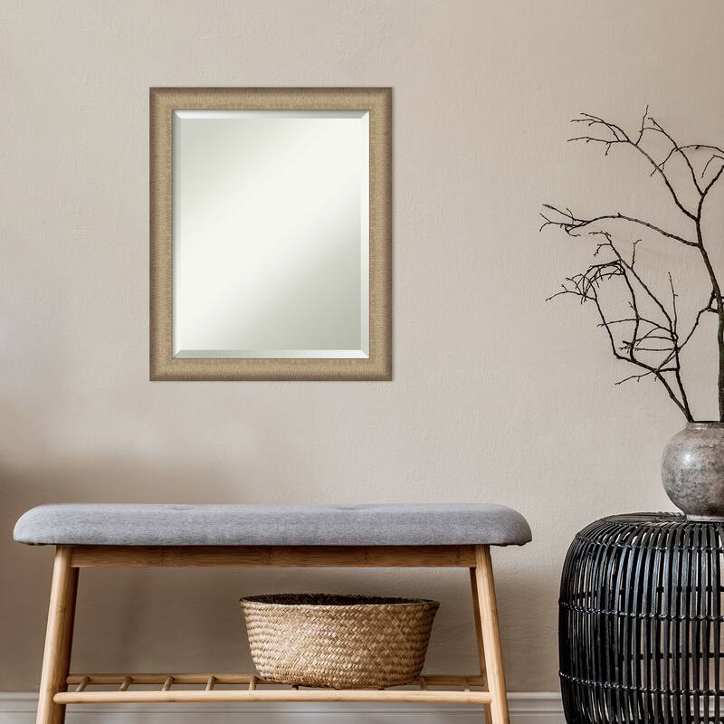 Beveled Wall Mirror - Elegant Brushed Bronze Narrow Frame