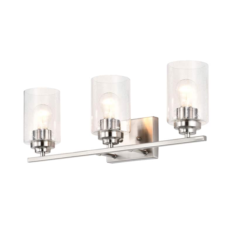 Brushed Nickel 3-Light Vanity Lights with Seedy Glass Shades