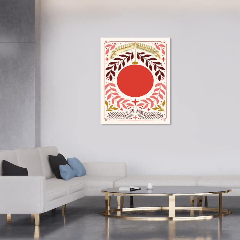 Wynwood Studio Canvas Holiday and Seasonal Red Moon Ornament Red Modern & Contemporary Wall Art Canvas Print - 30 x 36