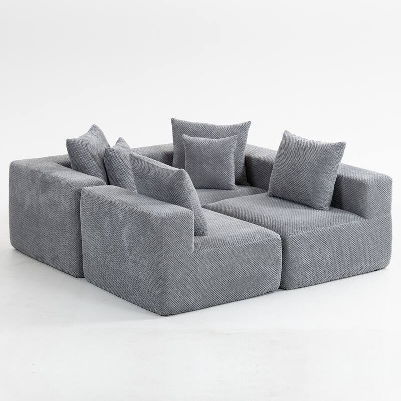 Flannelette Modular Sectional Sofa Full-Foam Build Compressed Couch