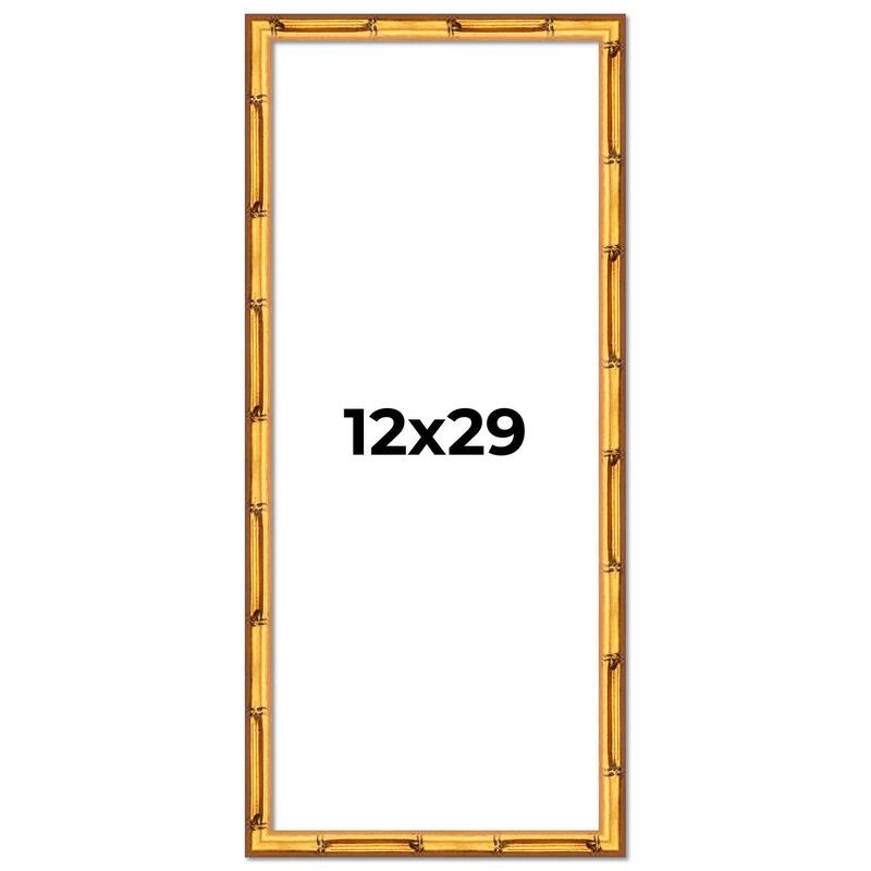 12x29 Frame Gold Bamboo Picture Frame Modern Photo Frame Includes UV Acrylic Shatter Guard Front Acid Free Foam Backing Board