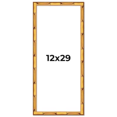 12x29 Frame Gold Bamboo Picture Frame Modern Photo Frame Includes UV Acrylic Shatter Guard Front Acid Free Foam Backing Board