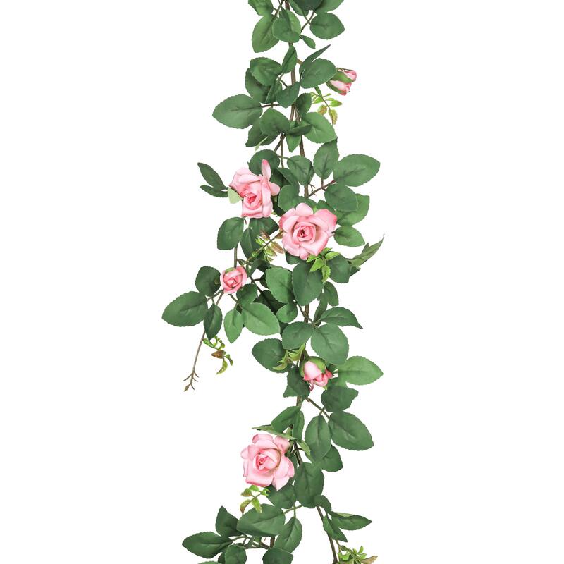 Pnk Artificial Tea Rose Flower Garland Hanging Vine 6ft - 72" L x 6" W x 3" DP