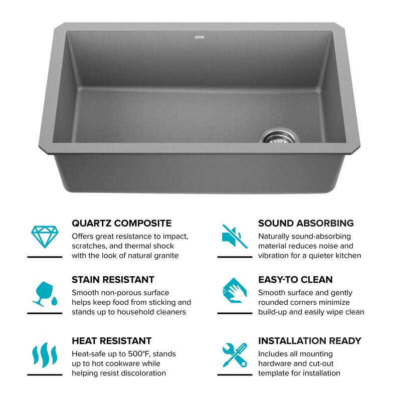 KRAUS Forteza Granite 32 inch 1-Bowl Undermount Kitchen Sink