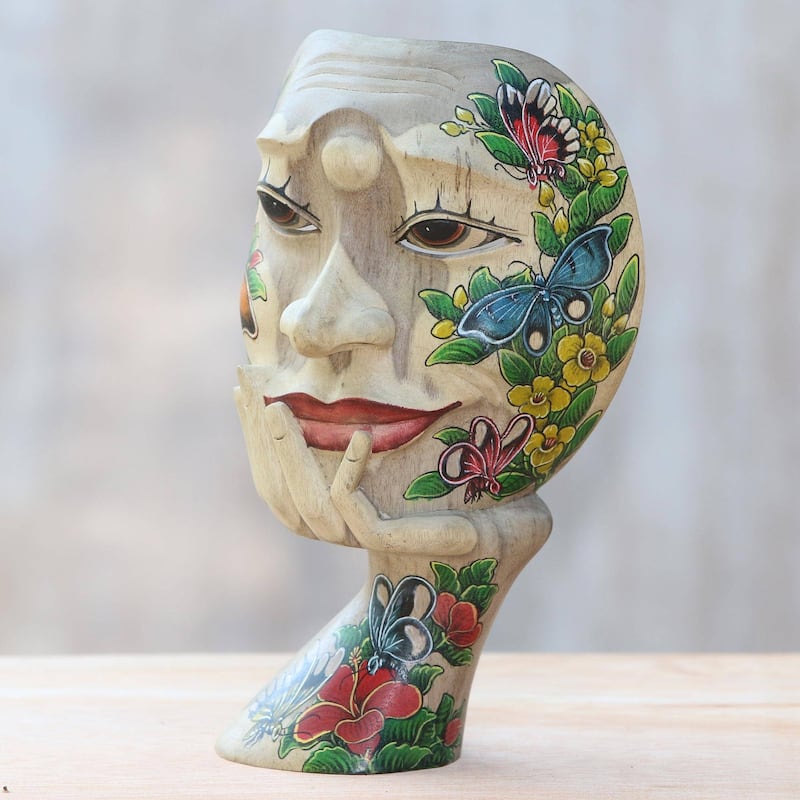 Handmade Butterfly Smile Wood mask (Indonesia)