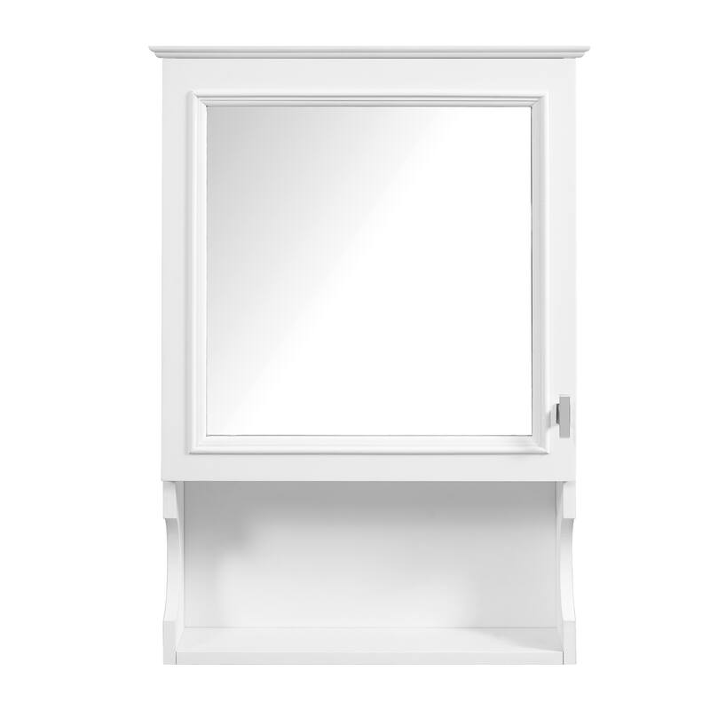 Roomfitters 20 Inch Wall Mounted Bathroom Cabinet with Mirror, Mirrored Medicine Cabinet with Door and Open Shelf