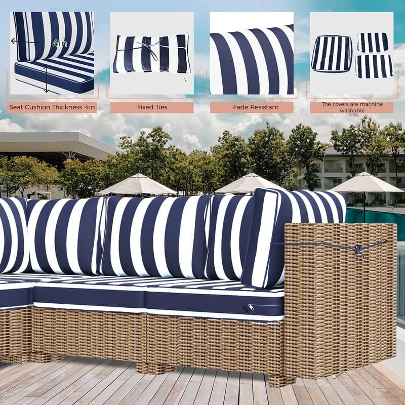14 Piece Patio Furniture Cushion Set Outdoor Sofa Replacement Cushions