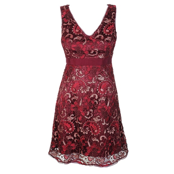 adrianna papell red lace dress