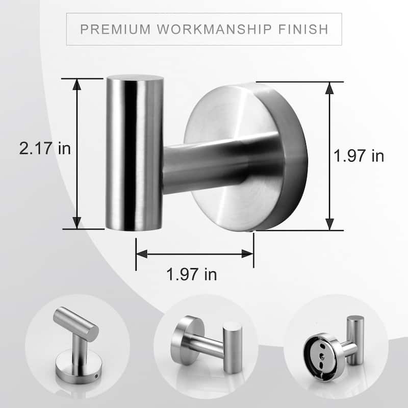WOWOW Stainless Steel J-Hook Robe/Towel Hook 6-Pack