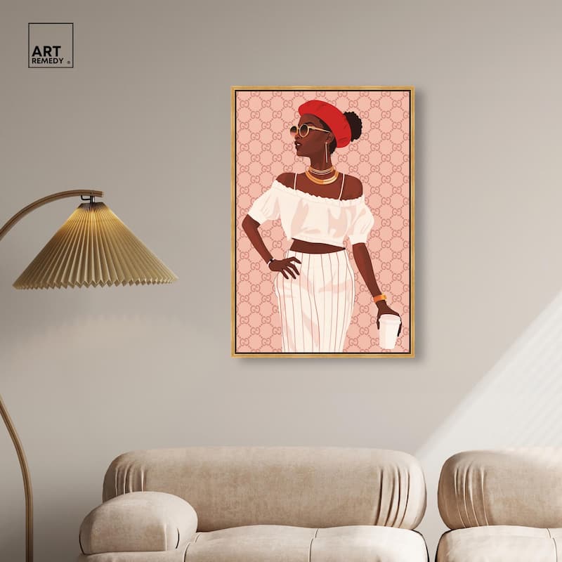 Her Stylish Coffee Look Canvas by Art Remedy
