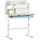 preview thumbnail 1 of 8, Height Adjustable Children School Study Table, Student Writing Desk with Tilt Desktop, Drawer, Storage Shelf, Pen Holder Blue