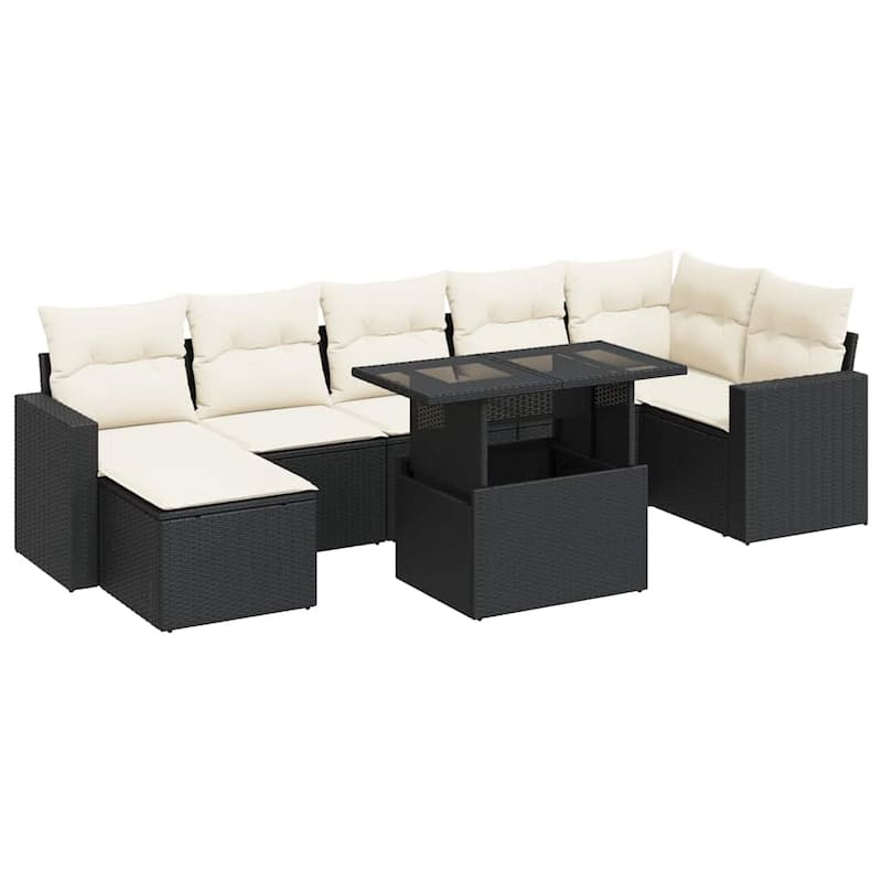 vidaXL Patio Sofa Set with Cushions Outdoor Furniture 8 Piece Poly Rattan