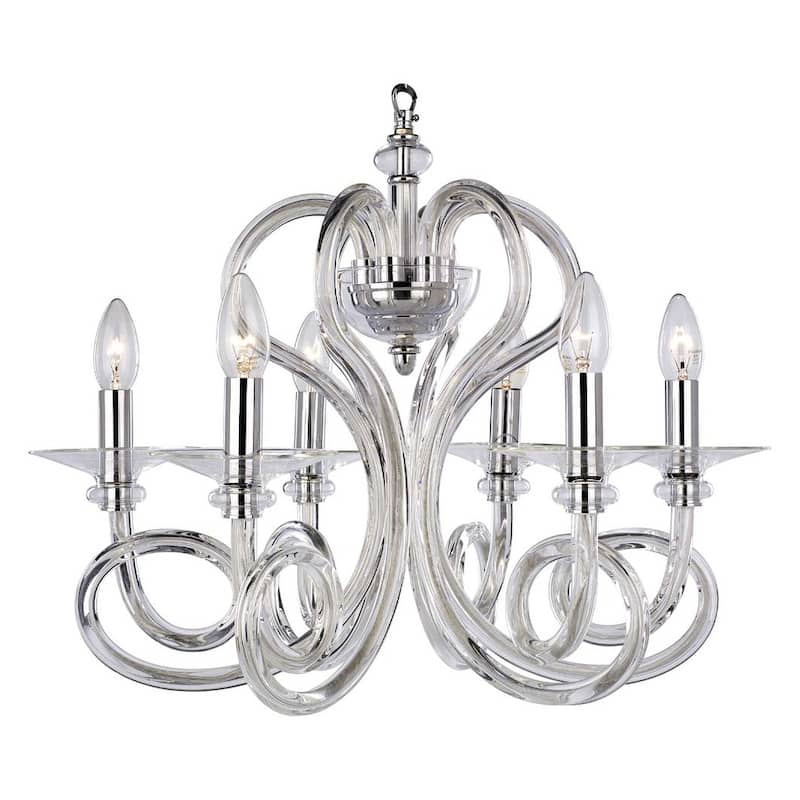 Metropolitan 6 Light 21.25" Width 1 Tier Candle Style Chandelier from - Chrome / Clear Glass