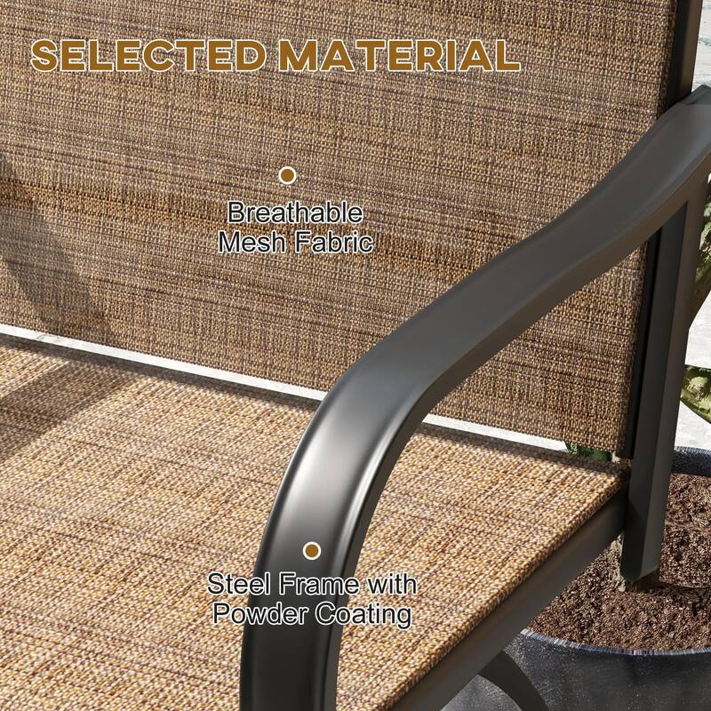Outdoor Bar Stools Set of 2, 360° Swivel Bar Height Chairs