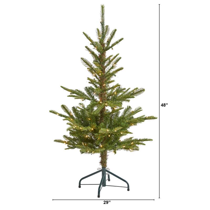 4’ Pre-Lit Washington Spruce Artificial Christmas Tree, Clear LED Lights - 4 Foot