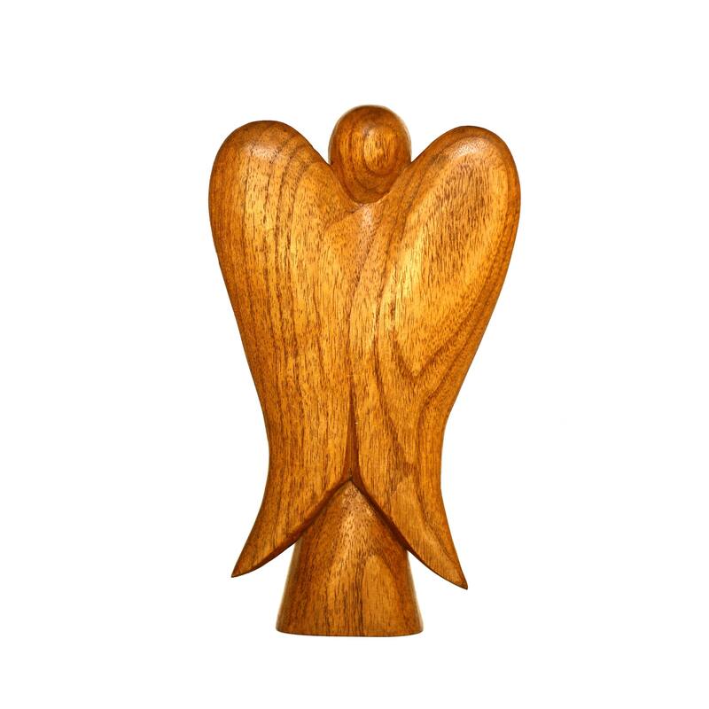 10" Wooden Handmade Abstract Sculpture Statue Handcrafted "Praying Angel" Gift Home Decor Figurine Accent Artwork Hand Carved