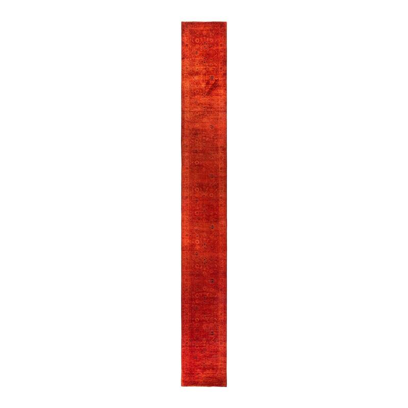 Contemporary Overdyed Wool Hand Knotted Runner - 3' 0" x 24' 5"