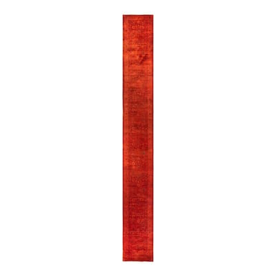 Contemporary Overdyed Wool Hand Knotted Runner - 3' 0" x 24' 5"