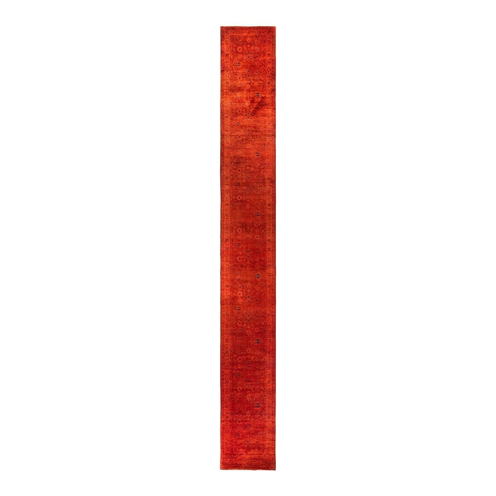 Contemporary Overdyed Wool Hand Knotted Runner - 3' 0" x 24' 5"
