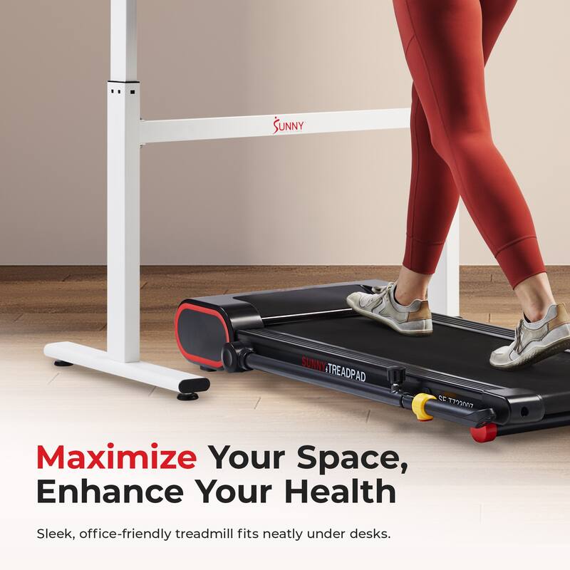Sunny Health & Fitness Smart Slim Treadmill w Arm Exerciser SF-T723007 - Black - 49.6 x 25.4 x 50.4 Inches