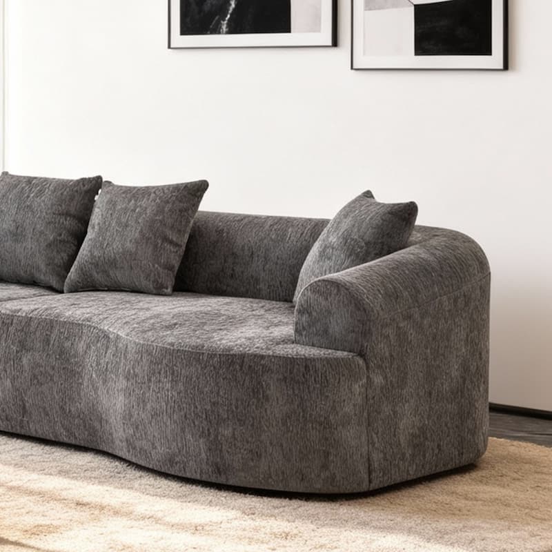106.29" Curved Chenille Sectional Sofa, No Assembly Required