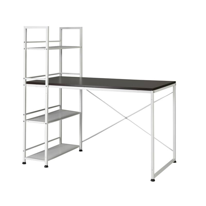 Reversible Smart Workstation Wooden Desk White/Brown