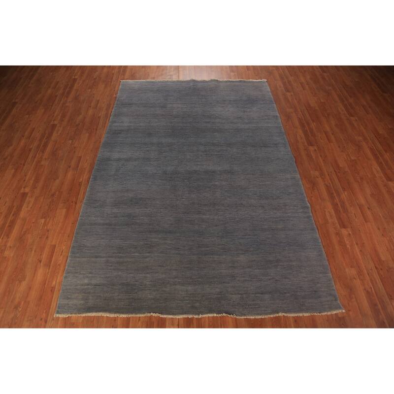 Grey Modern Gabbeh Oriental Area Rug Handmade Wool Carpet - 6'7" x 9'8"