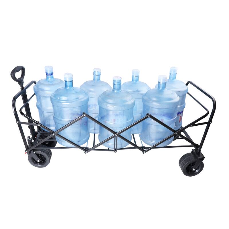 Large Collapsible Wagon Cart - 30% More Space, Steel Frame, Brake Wheels, and Adjustable Handle for Camping, Garden & Sports