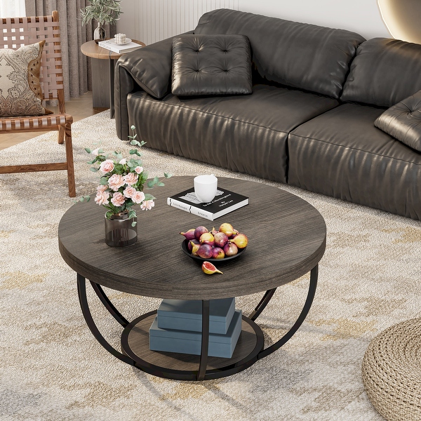 Rustic gray round coffee table 2025