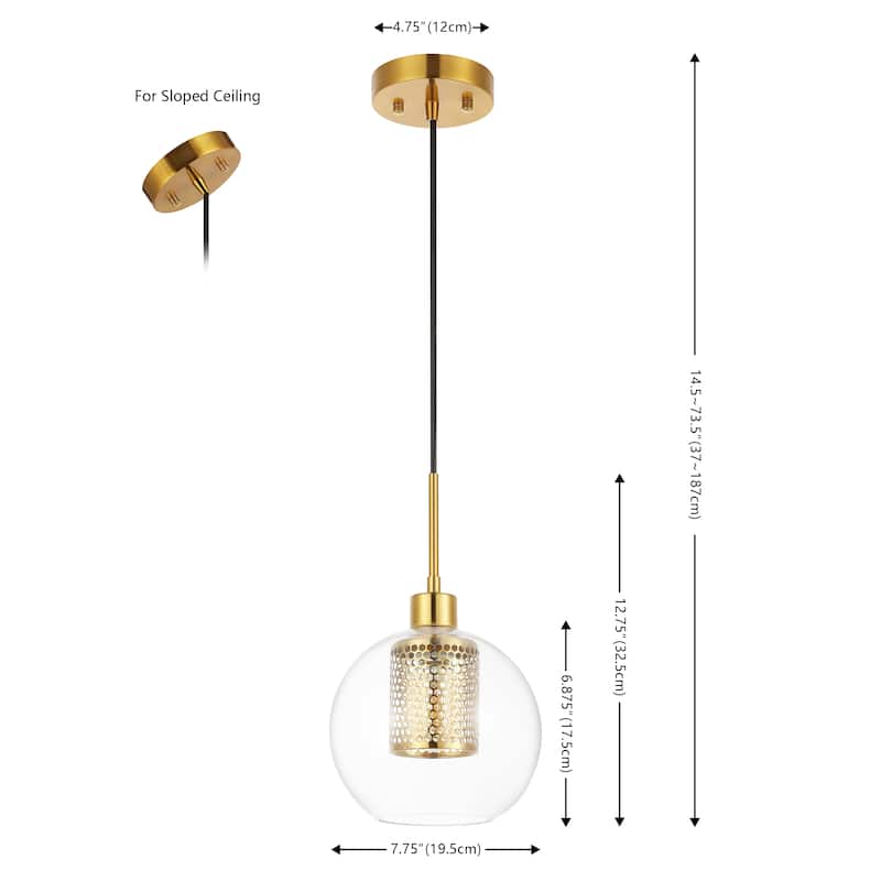 SAFAVIEH Lighting Toronto Extendable Pendant - 8 in. W x 8 in. D x 15-74 in. H