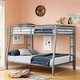 preview thumbnail 1 of 5, Full XL over Queen Metal Bunk Bed with Ladder and Guardrails
