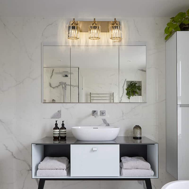 Mid-Century Modern Dimmable Bathroom Vanity Light Crystal Glass Wall Sconce