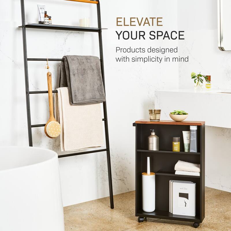 Yamazaki Home Rolling Storage Cart, Steel, Minimal Assembly - L 18.7 x W 5.12 x H 26.97 inches