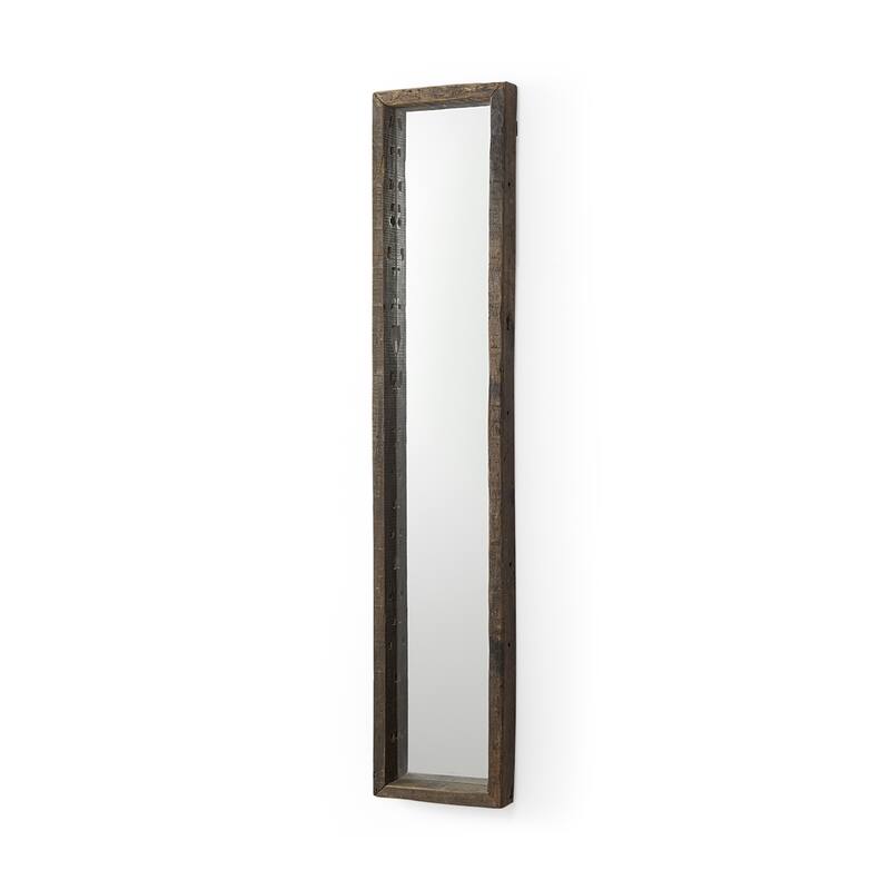 HomeRoots 59" Brown Solid Wood Framed Accent Mirror - 12.00 in. x 59.00 in. x 2.00 in.
