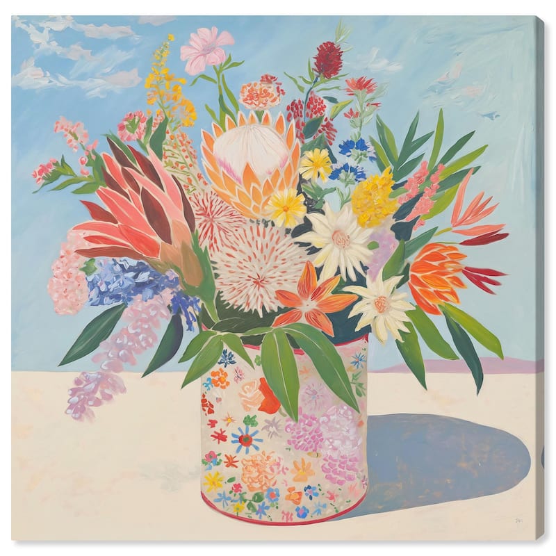 Floral Tin Canvas by Art Remedy, Gallery Wrapped - 16" x 16"