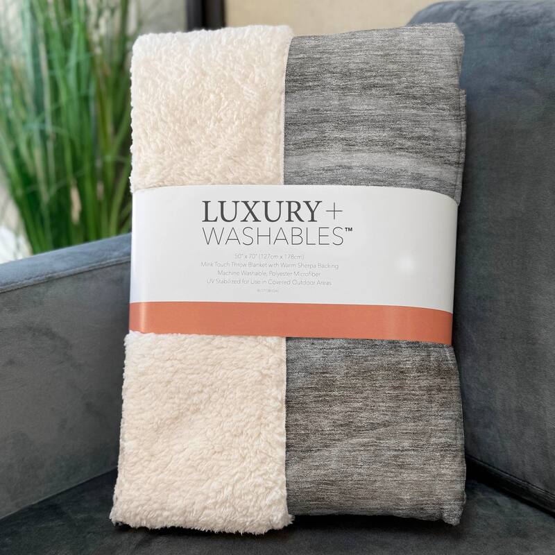 Premium Machine Washable Contemporary Wave Sherpa Throw Blanket