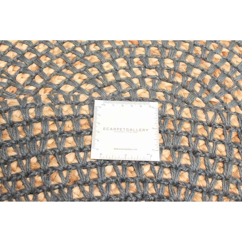 ECARPETGALLERY Braided Weave Palas Denizli Dark Grey Jute Rug - 3'3 x 3'3