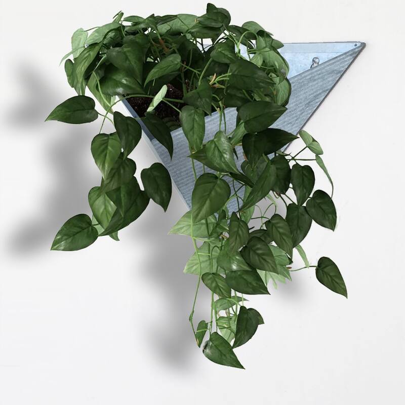 Triangular Living Wall Mounted Galvanized Steel/Zinc Succulent/Herb Planter - Indoor/Outdoor Living Art Potting Vessel