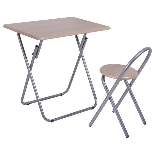 Shop Costway Kids Study Writing Desk Table Chair Set Folding Student Children Home School New As Pic Overstock 19665906