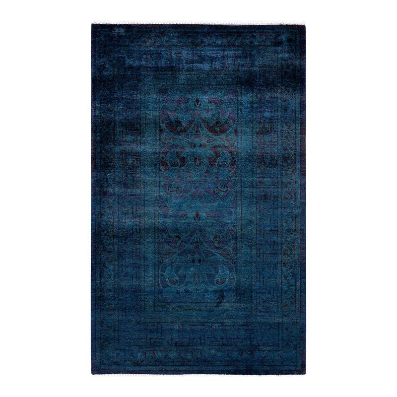 Overton Hand Knotted Wool Vintage Inspired Modern Contemporary Overdyed Purple Area Rug - 3' 1" x 5' 1"