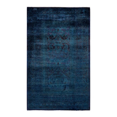 Overton Hand Knotted Wool Vintage Inspired Modern Contemporary Overdyed Purple Area Rug - 3' 1" x 5' 1"