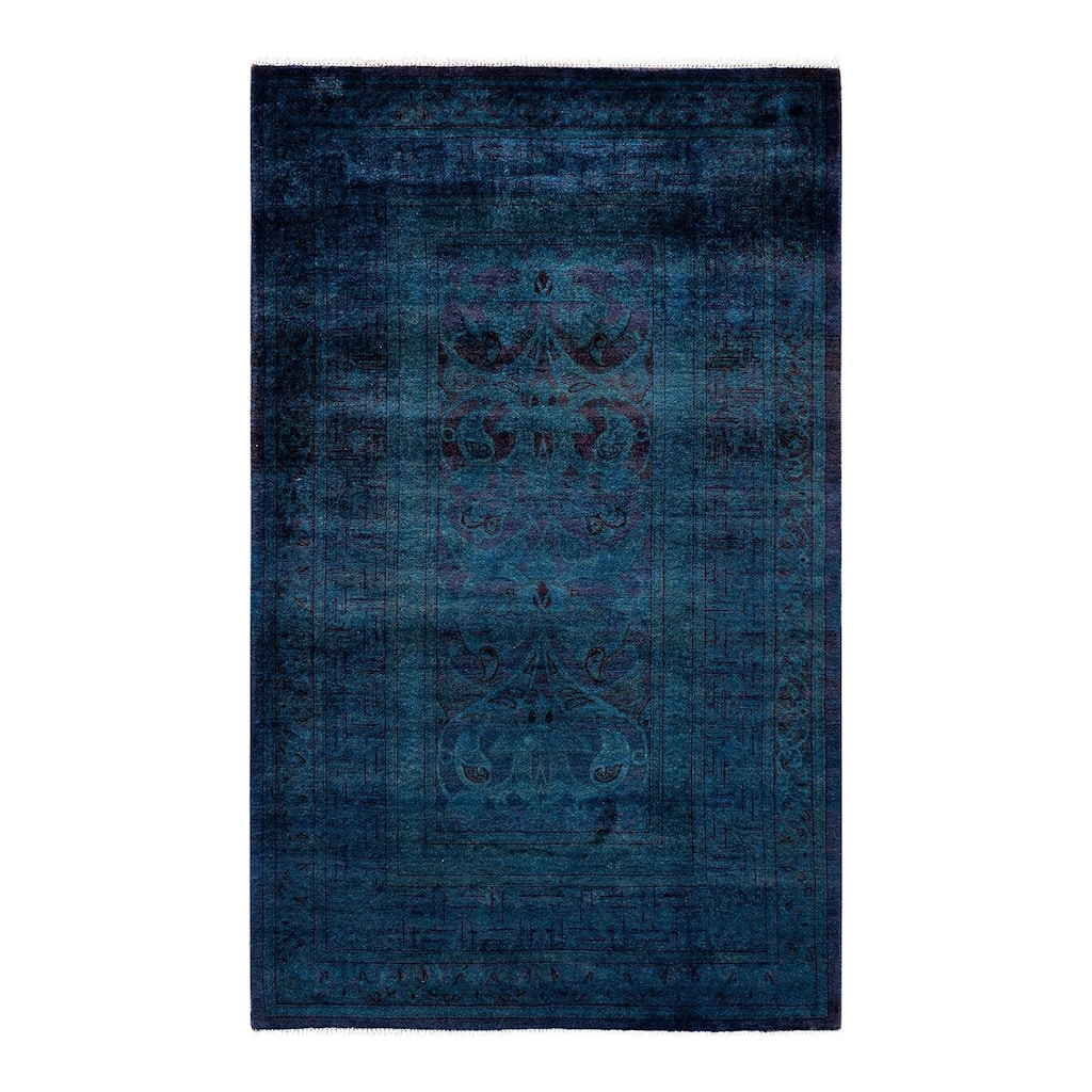 Overton Hand Knotted Wool Vintage Inspired Modern Contemporary Overdyed Purple Area Rug - 3' 1" x 5' 1"