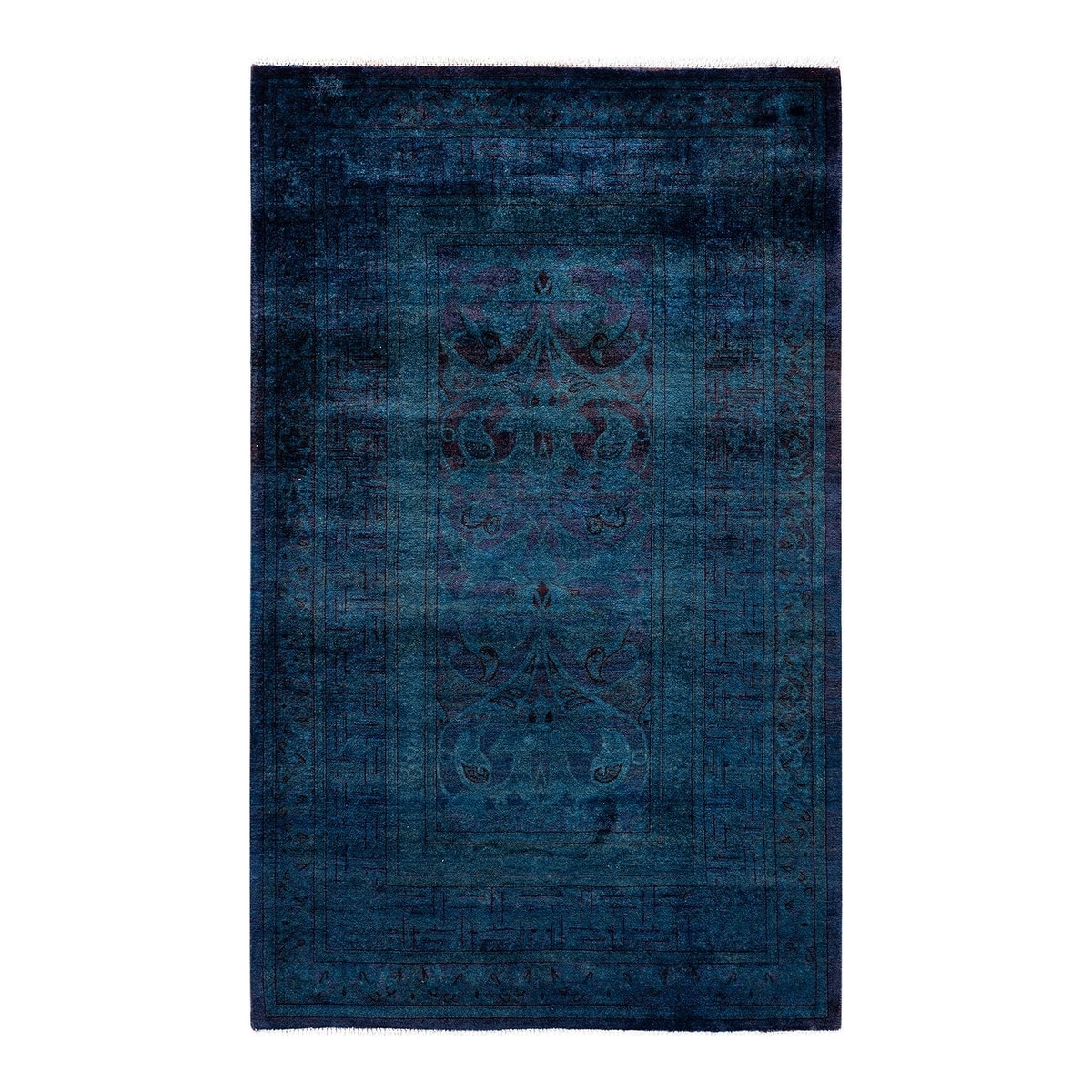 Overton Hand Knotted Wool Vintage Inspired Modern Contemporary Overdyed Purple Area Rug - 3' 1" x 5' 1"