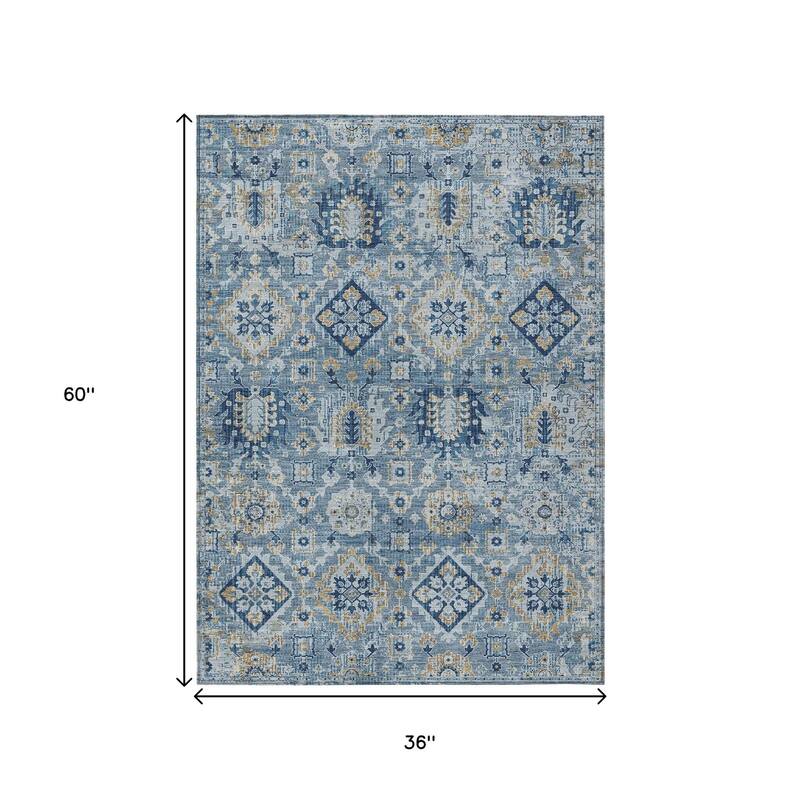 HomeRoots Floral Medallion Traditional Rectangle Outdoor Rug