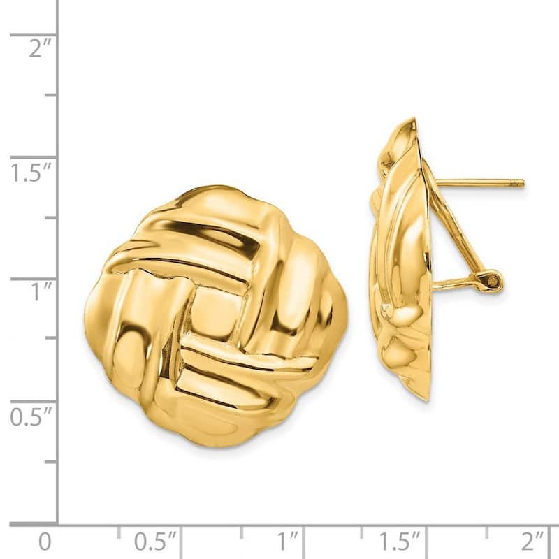 Curata 14k Yellow Gold Polished Fancy Omega Back Post Earrings - 27x27mm