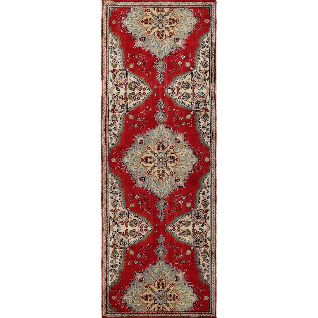 Floral Traditional Tabriz Persian Runner Rug Handmade Wool Carpet - 2'8" x 8'2"