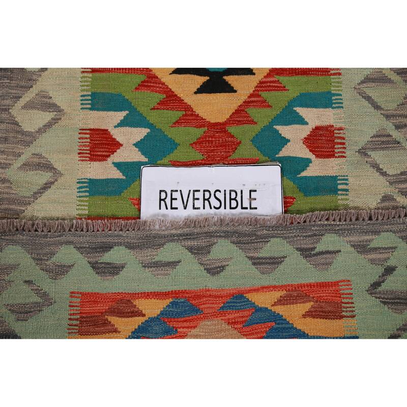 Hand Woven Oriental 100% Wool Carpet Southwestern All-Over Multi-Colored Kilim Runner Rug - 12' 10'' X 2' 7''
